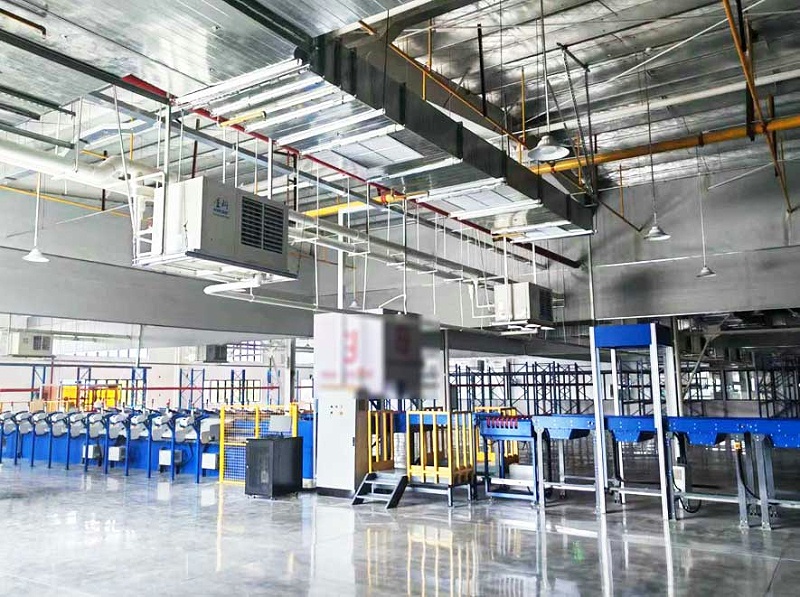 服裝廠(chǎng)制冷降溫，安裝星科蒸發(fā)冷省電空調(diào)-臥式軸流