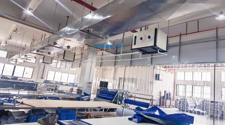 紡織廠生產車間整體制冷降溫，應用蒸發冷省電空調- 臥式射流機